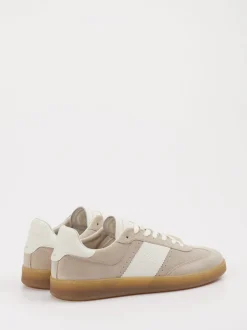 La Martina – Sneaker aus Veloursleder in Beigegrau