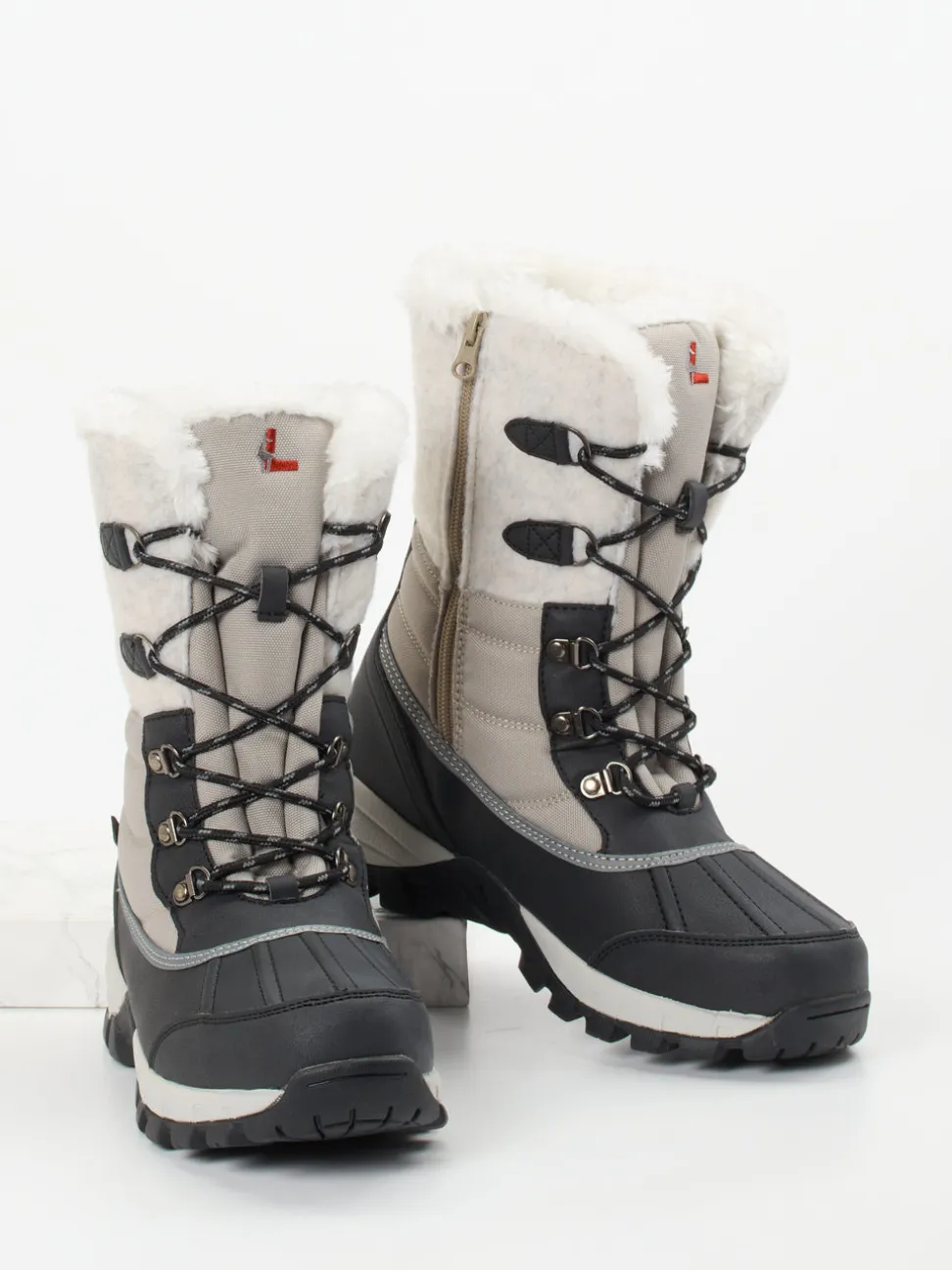 Lackner – Winterstiefel aus Synthetikleder hellgrau