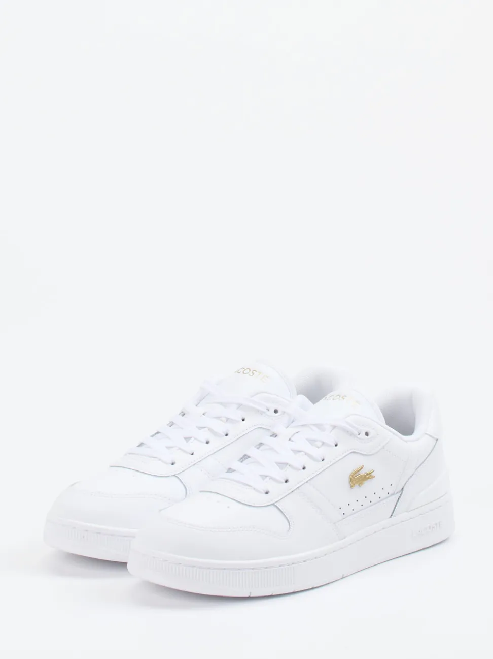 Lacoste – Sneaker aus Glattleder weiß mit Goldakzenten