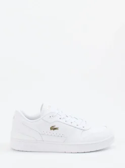Lacoste – Sneaker aus Glattleder weiß mit Goldakzenten