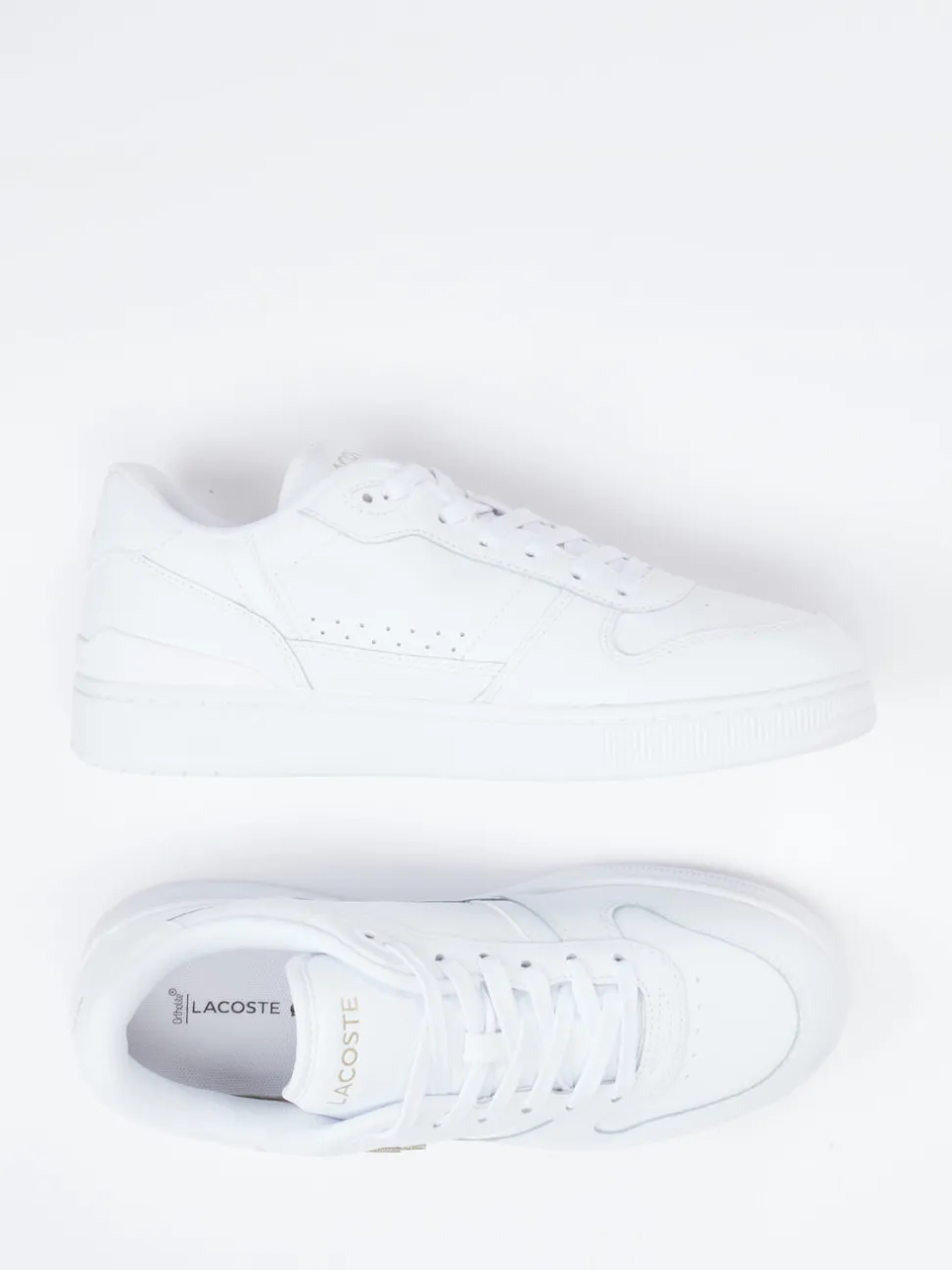 Lacoste – Sneaker aus Glattleder weiß mit Goldakzenten
