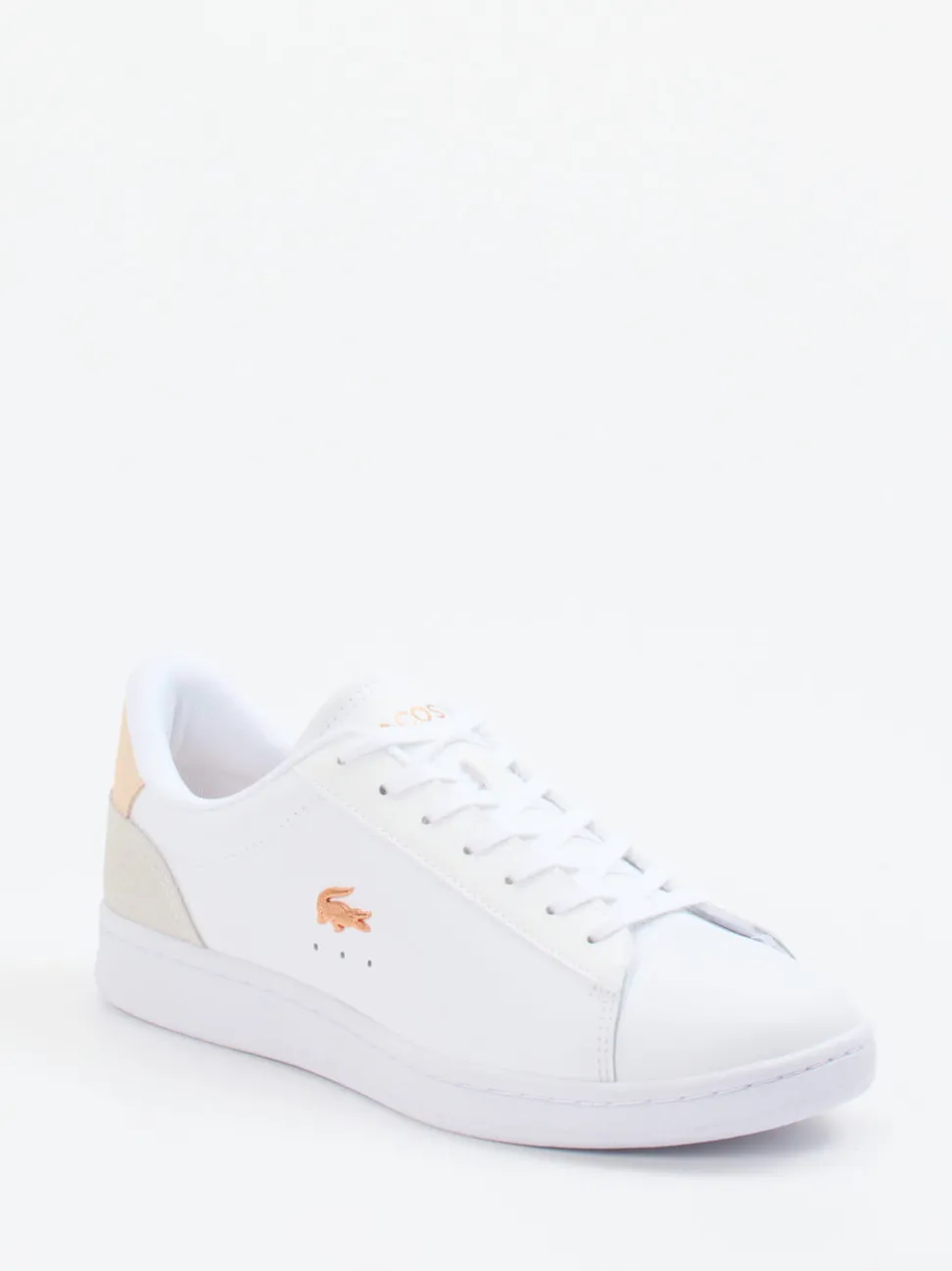 Lacoste – Sneaker aus Leder in Weiß mit Roségold