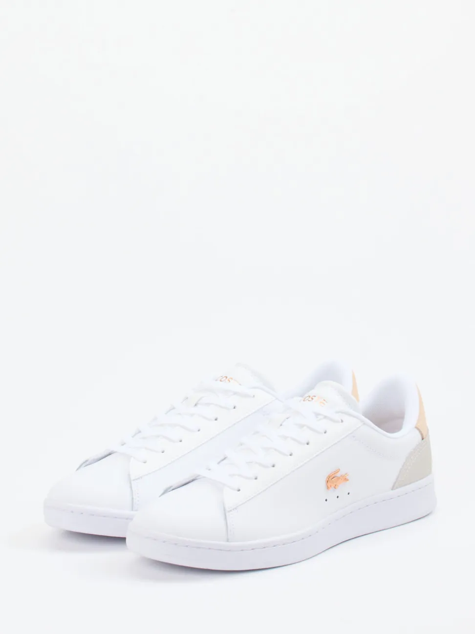 Lacoste – Sneaker aus Leder in Weiß mit Roségold