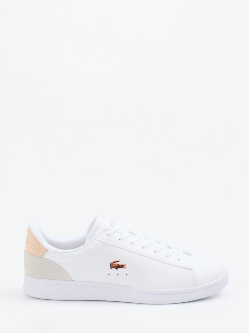 Lacoste – Sneaker aus Leder in Weiß mit Roségold