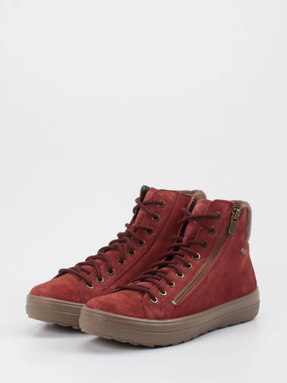 Legero – Schnürboots aus Veloursleder ziegelrot