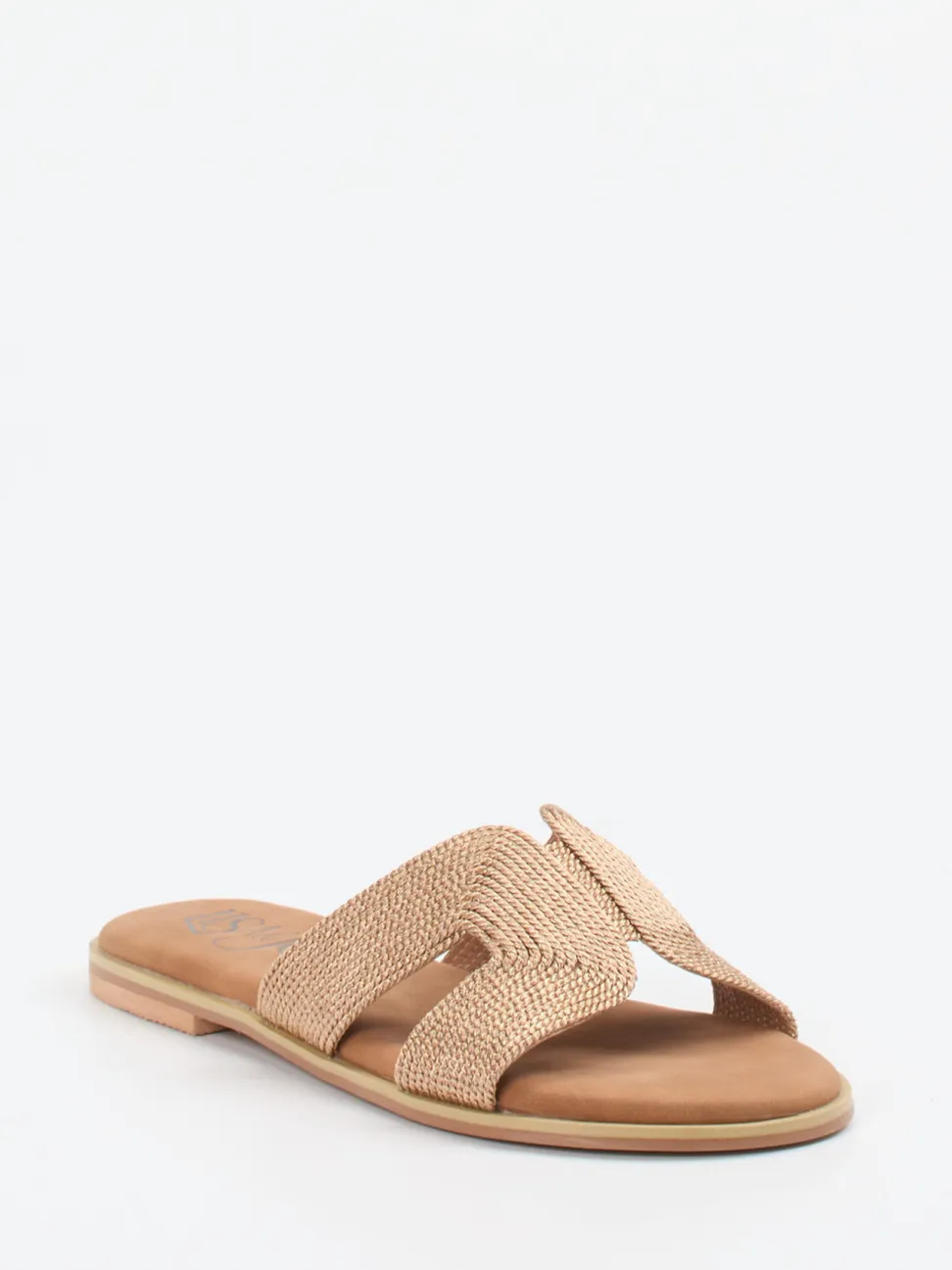 Lisa&Jo – Pantolette aus geflochtenem Textil braun