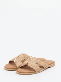 Lisa&Jo – Pantolette aus geflochtenem Textil braun