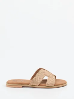 Lisa&Jo – Pantolette aus geflochtenem Textil braun