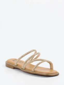 Lisa&Jo – Riemchensandale aus Metallic mit Strassbesatz