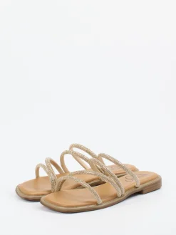 Lisa&Jo – Riemchensandale aus Metallic mit Strassbesatz