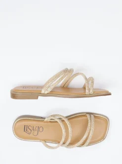 Lisa&Jo – Riemchensandale aus Metallic mit Strassbesatz