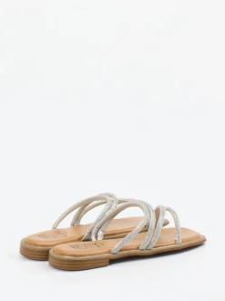 Lisa&Jo – Zehensandalen aus Metallic mit Strass