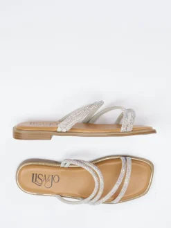 Lisa&Jo – Zehensandalen aus Metallic mit Strass
