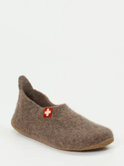 Living Kitzbühel – Hüttenschuhe aus Wollfilz braun