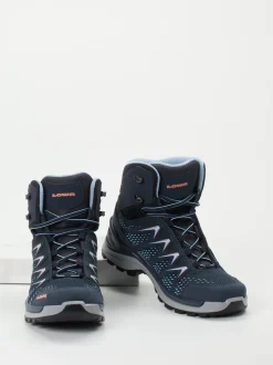Lowa – Wanderschuh aus Mesh und Veloursleder blau