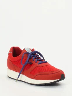 Lunge – Retro-Sneaker aus Mesh und Veloursleder rot
