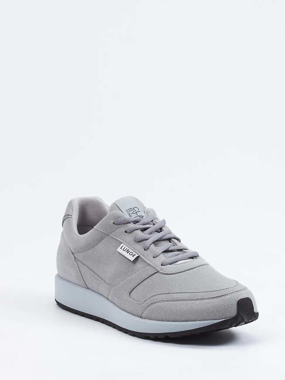 Lunge – Sneaker aus Velourslederoptik grau