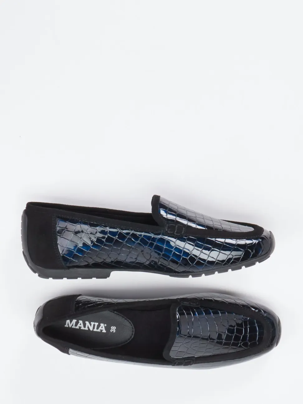 Mania – Loafer aus geprägtem Lackleder blau