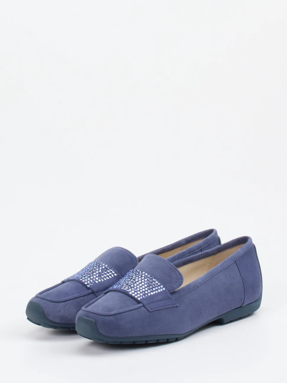 Mania – Loafer aus Veloursleder in Jeansblau
