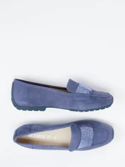 Mania – Loafer aus Veloursleder in Jeansblau
