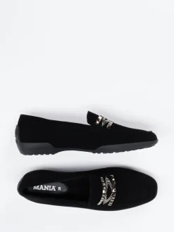 Mania – Loafer aus Veloursleder in Schwarz
