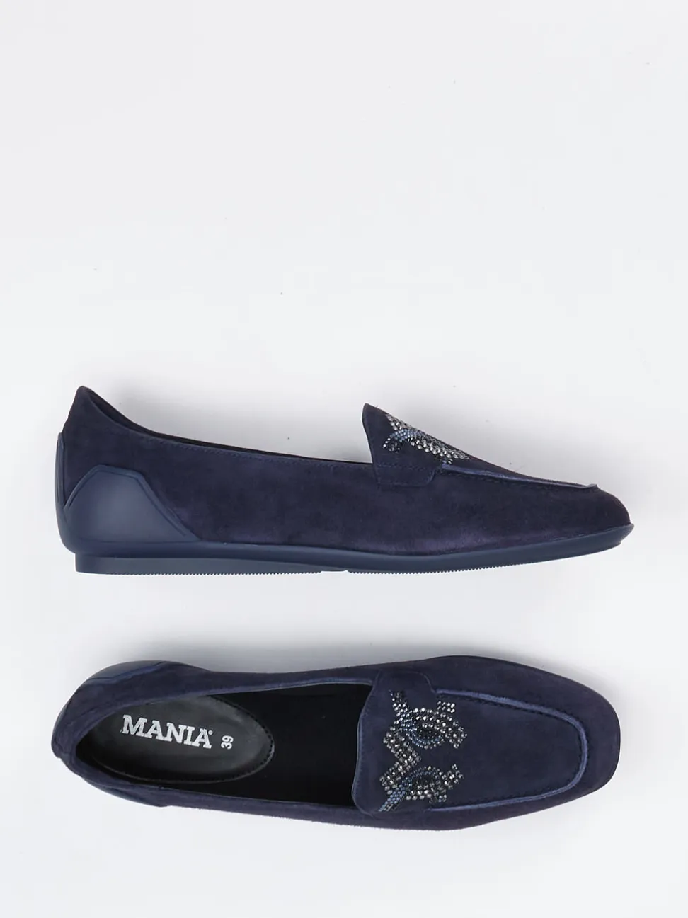 Mania – Loafer aus Veloursleder mit Strassbesatz