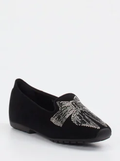 Mania – Loafer aus Veloursleder mit Strass-Schleife