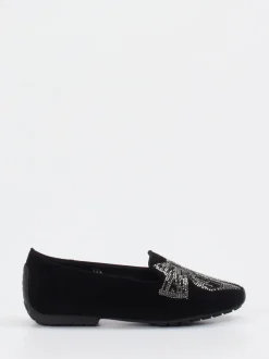 Mania – Loafer aus Veloursleder mit Strass-Schleife