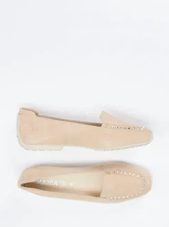 Mania – Loafer aus Veloursleder in Beige