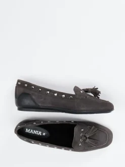 Mania – Loafer aus Veloursleder in Anthrazit