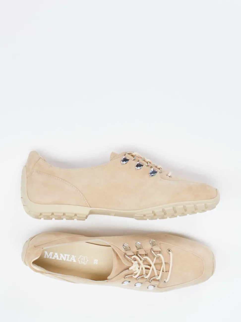 Mania – Schnürschuh aus Veloursleder Beige