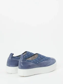 Mania – Slip-On Sneaker aus Velourleder in Blaugrau