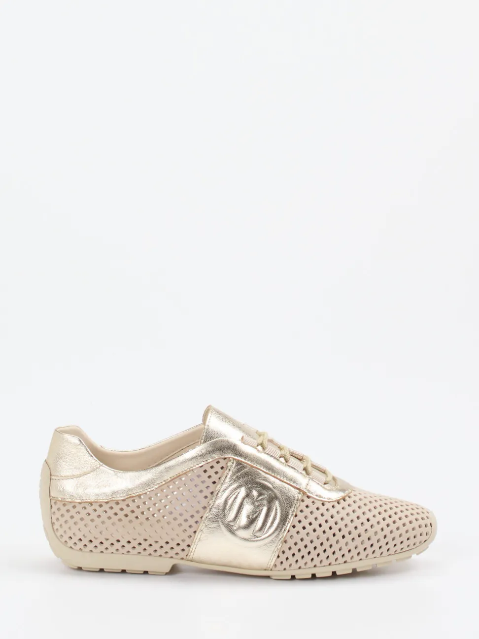 Mania – Sneaker aus Veloursleder in Gold-Beige