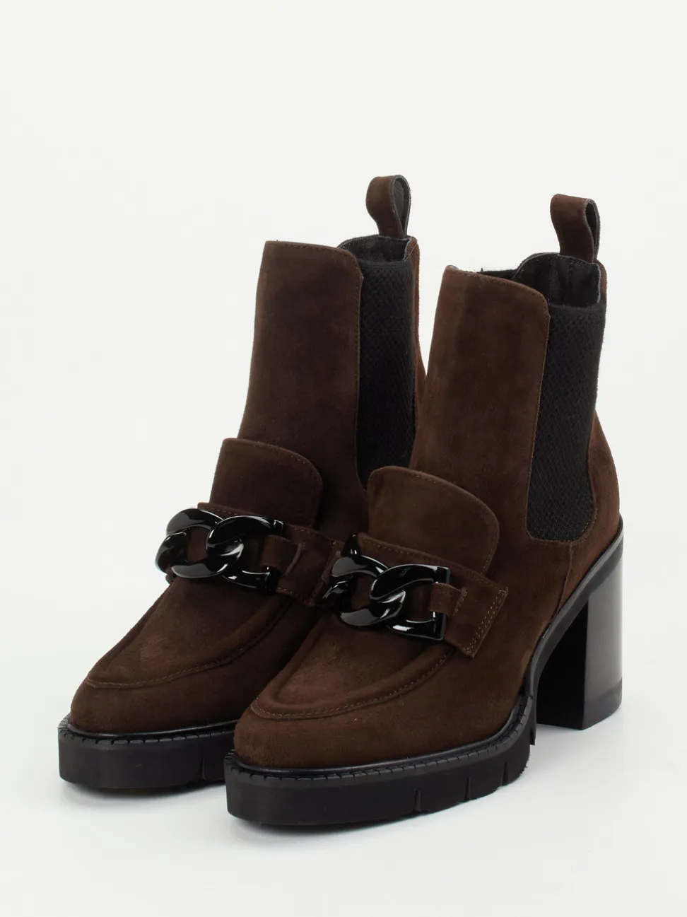 Mannori – Blockabsatz-Stiefeletten aus Veloursleder Dunkelbraun