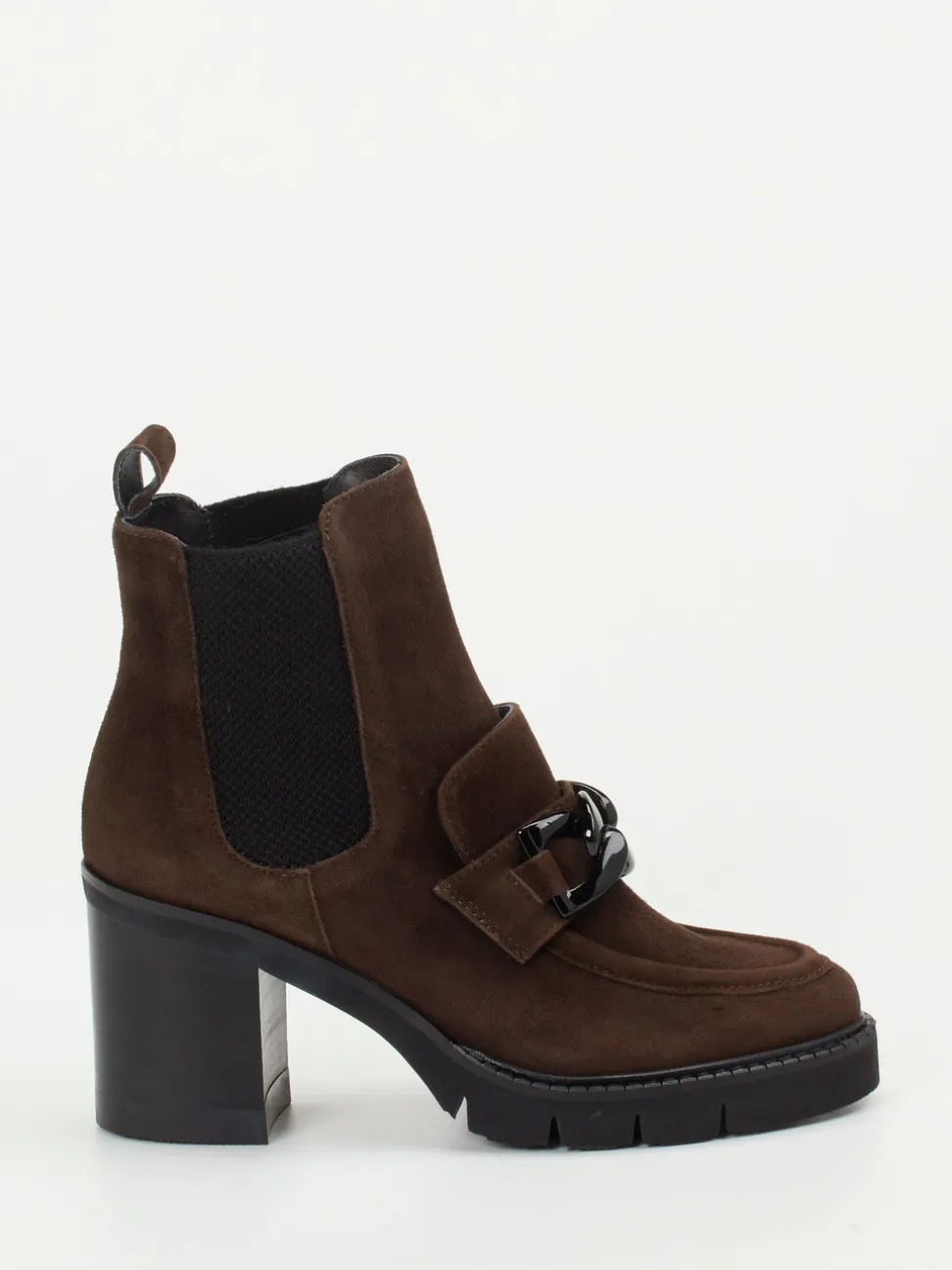 Mannori – Blockabsatz-Stiefeletten aus Veloursleder Dunkelbraun