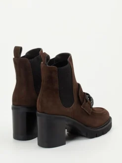 Mannori – Blockabsatz-Stiefeletten aus Veloursleder Dunkelbraun