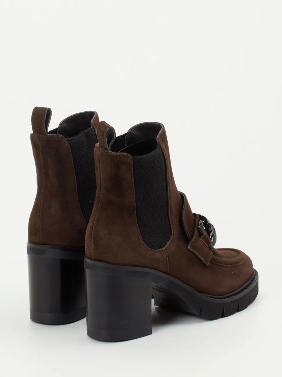 Mannori – Blockabsatz-Stiefeletten aus Veloursleder Dunkelbraun