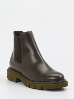 Mannori – Chelsea Boots aus Kalbleder Olivgrün