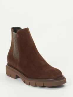 Mannori – Chelsea Boots aus Veloursleder braun