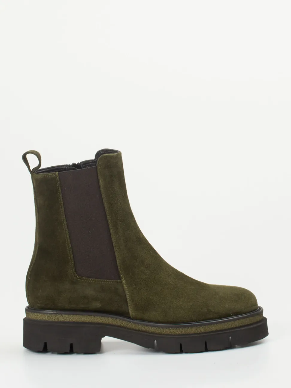 Mannori – Chelsea Boots aus Veloursleder Olivgrün