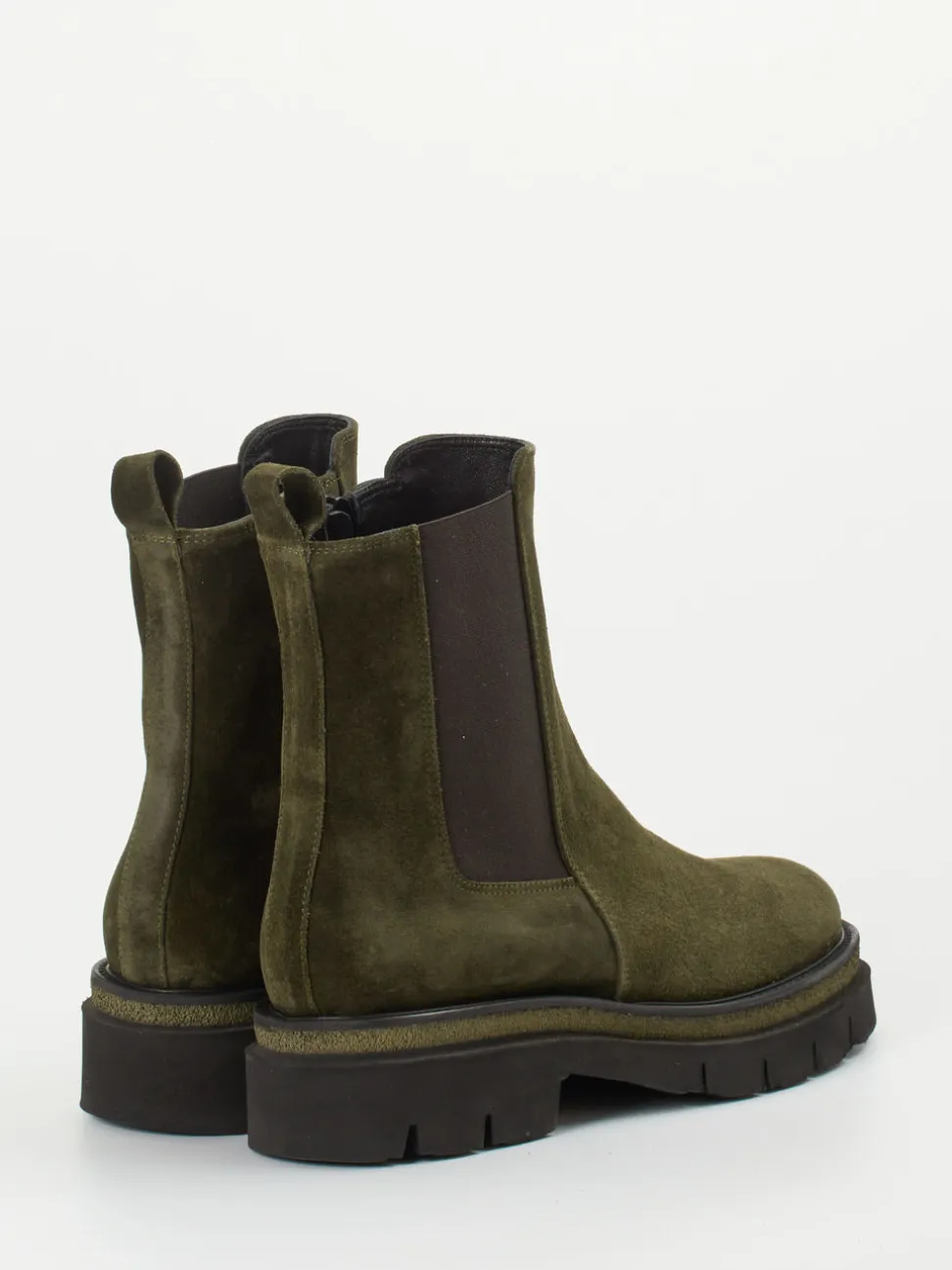 Mannori – Chelsea Boots aus Veloursleder Olivgrün