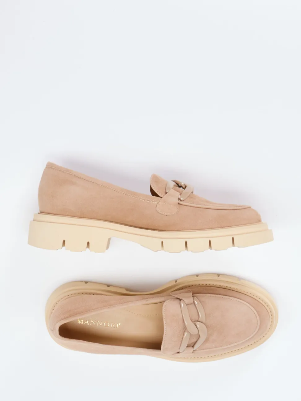Mannori – Chunky Loafer aus Veloursleder beige