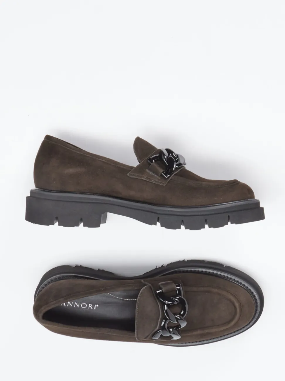 Mannori – Chunky Slipper aus Veloursleder Dunkelbraun