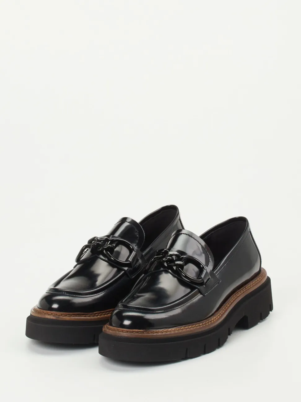 Mannori – Chunky-Loafer aus Hochglanzleder schwarz