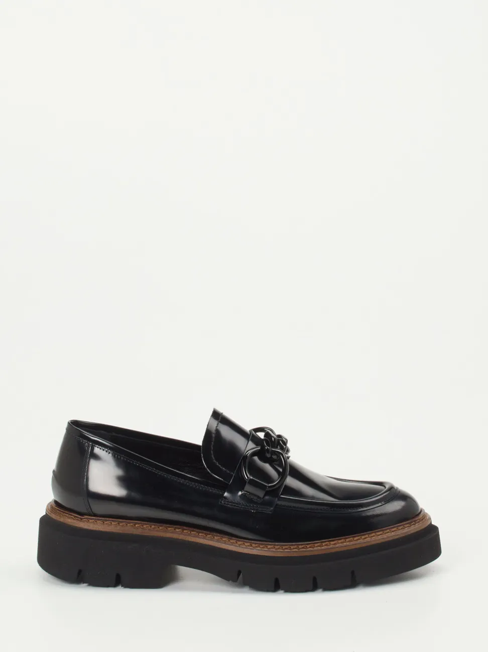 Mannori – Chunky-Loafer aus Hochglanzleder schwarz
