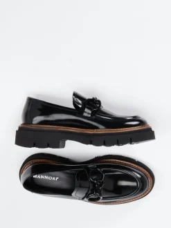 Mannori – Chunky-Loafer aus Hochglanzleder schwarz