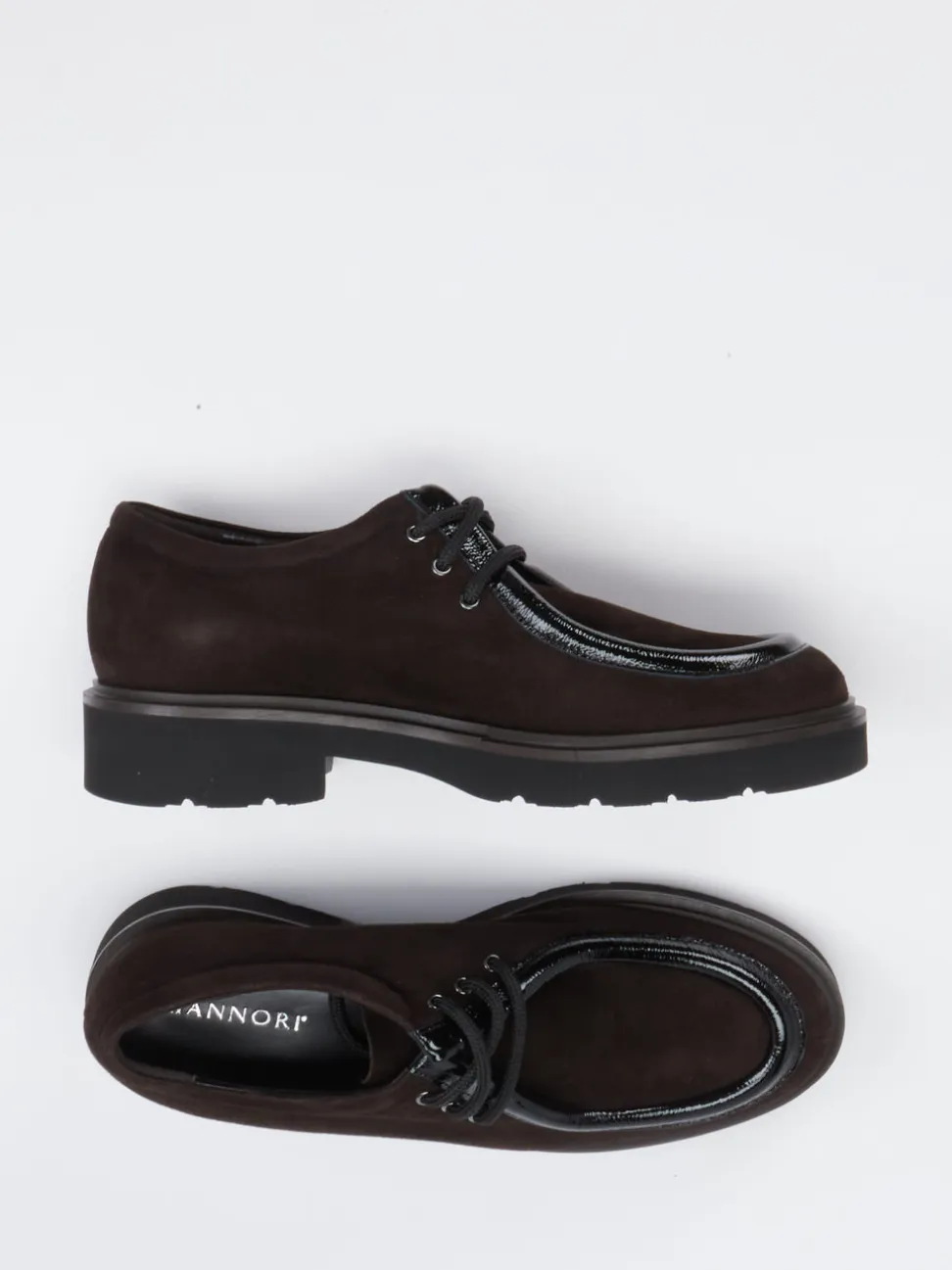Mannori – Derby-Schnürschuh aus Veloursleder Braun