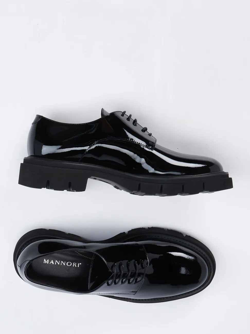 Mannori – Derby-Schnürschuh aus Lackleder schwarz