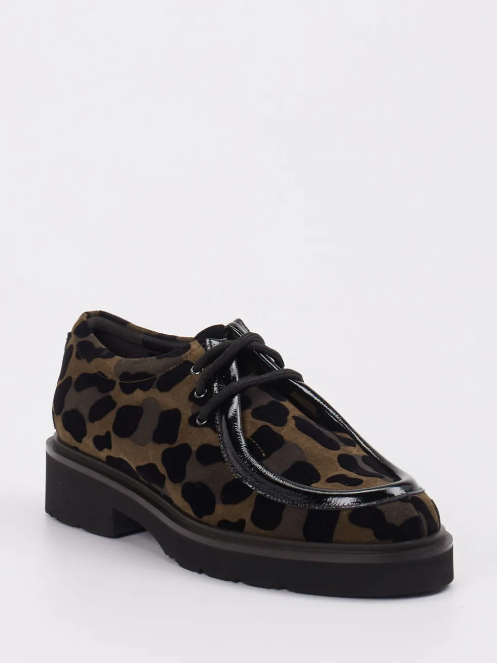Mannori – Derby-Schnürschuhe aus Veloursleder Leoprint