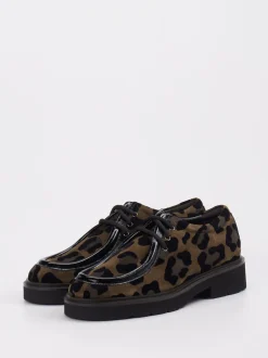 Mannori – Derby-Schnürschuhe aus Veloursleder Leoprint